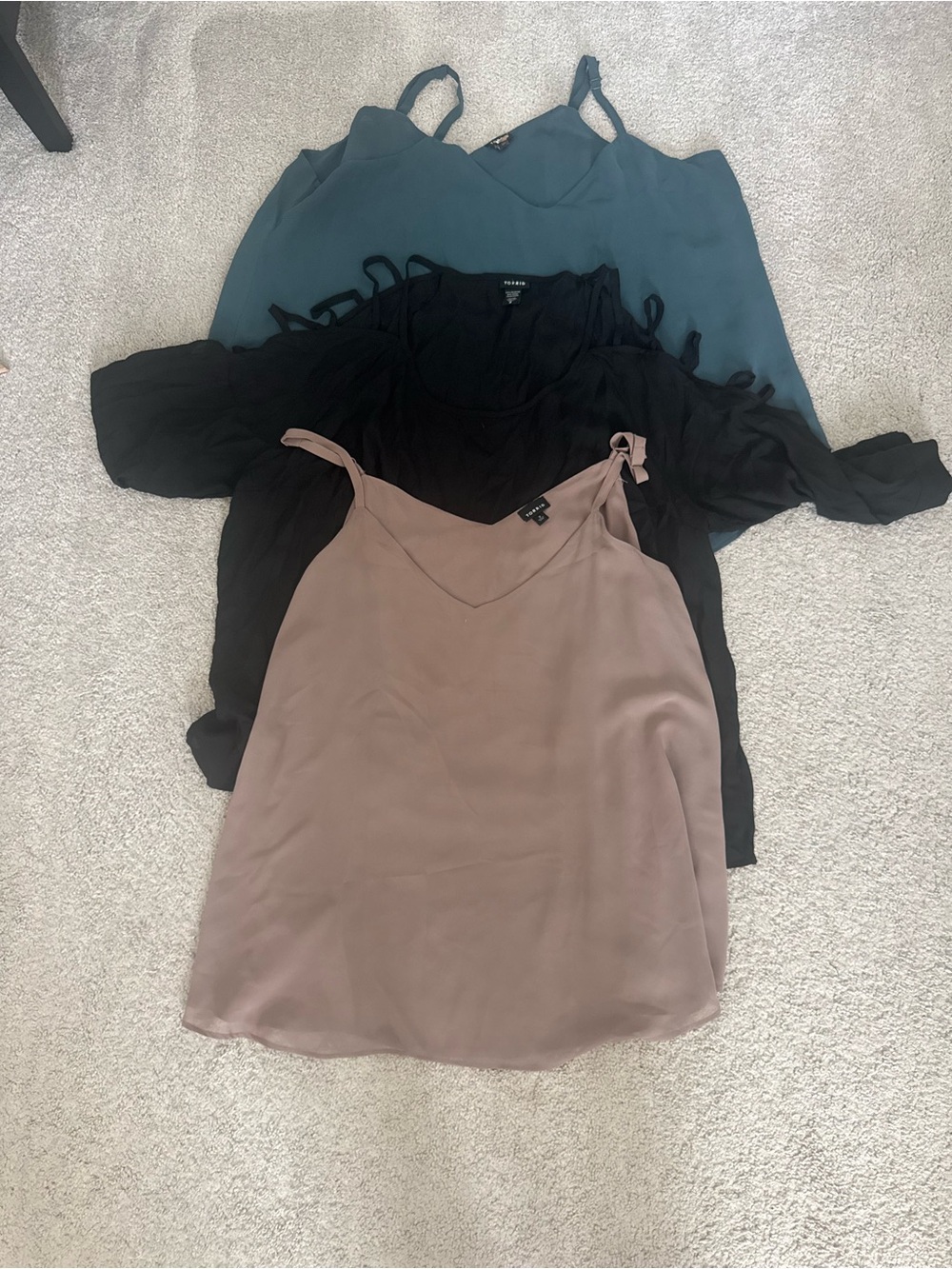 Torrid Black Cold-Shoulder Camisole + 2 Tanks (Bundle of 3)